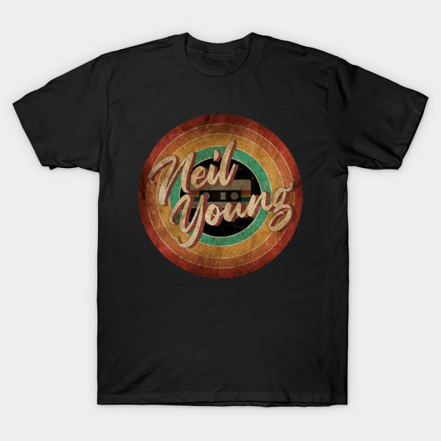 Neil Young Vintage Circle Art T-Shirt by antongg